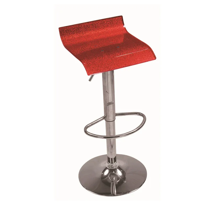 acrylic seat chrome metal base adjustable footrest low back bar chair stool