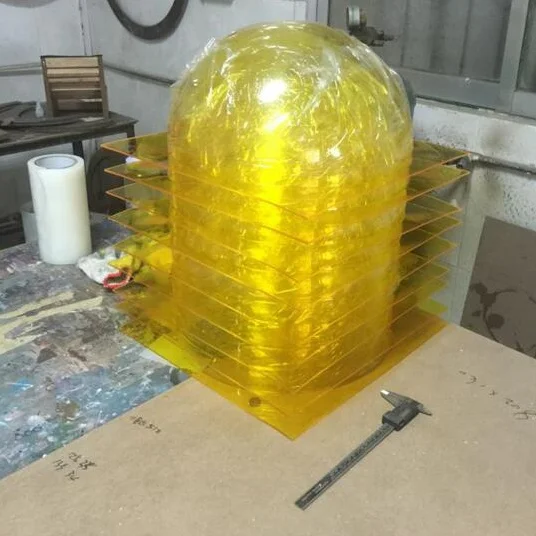 Florescent Yellow Acrylic Half Sphere, Florescent Plastic Dome, Florescent Domes