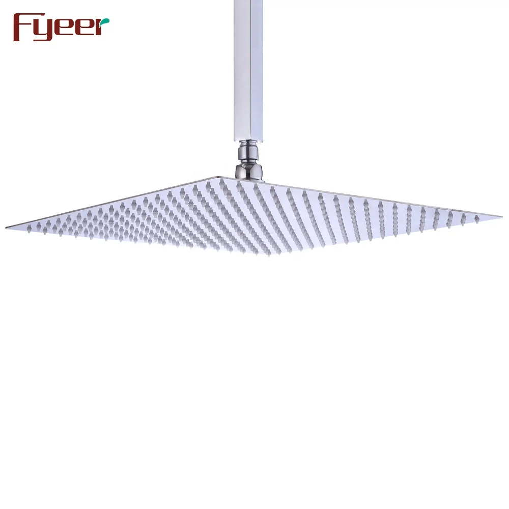 Fyeer 16 inch hydro power ultrathin SUS304 stainless steel square rain shower head led