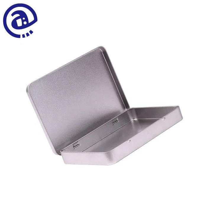 Wholesale Promotion Cheap Postcard Package Rectangle Shape Custom Tin Metal Hinged Lid Box