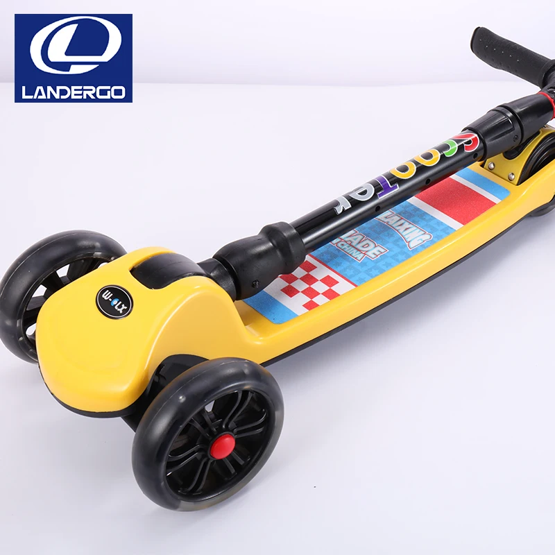 Landergo Three Wheels Scooter Maxi Folding Kick Scooter for Kids Adjustable Handlebar For Age 5-12
