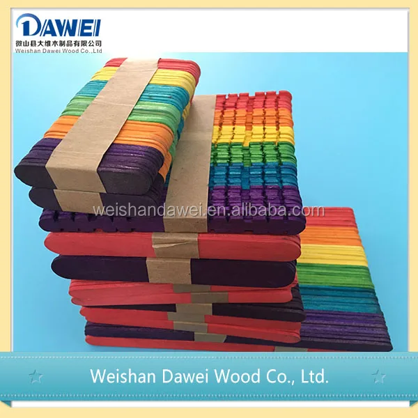 Colored natural color wooden popsicle stick color ice cream stick