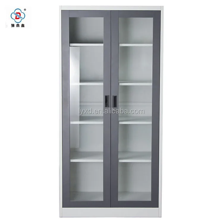 Dust-Proof book cabinet, metal files storage cabinet, glass door laboratory cabinet with shelves
