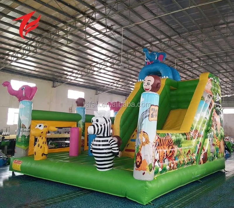 Animal Kingdom inflatable slide for kids jumping play tall inflatable slide combo