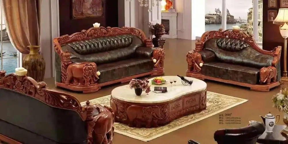 
European hard wood carved handmade flower livingroom royal sofa set 