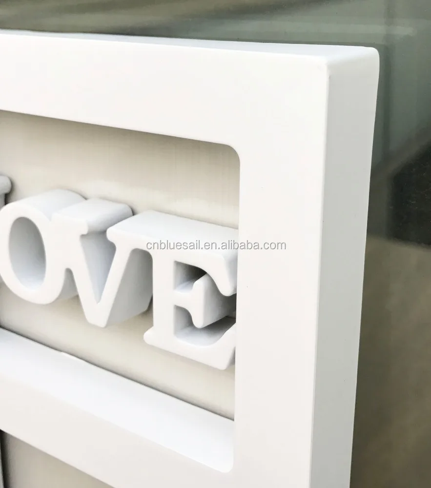 Plastic photo frame, White collage picture frame, Love laugh live picture frame