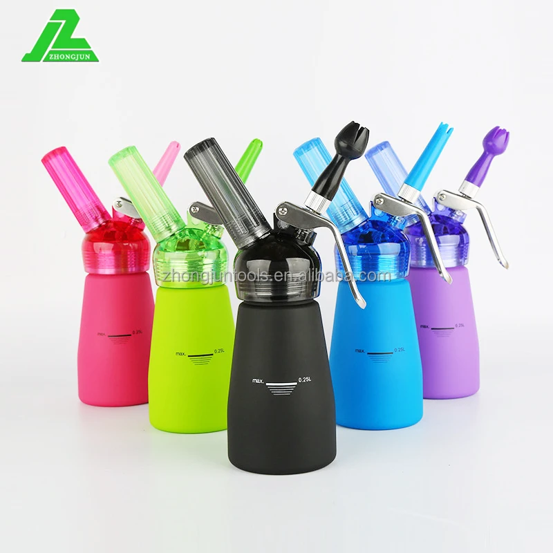 250ml Durable aluminum whipped cream dispenser with forged aluminum whipper head ensure longtime use without leakage