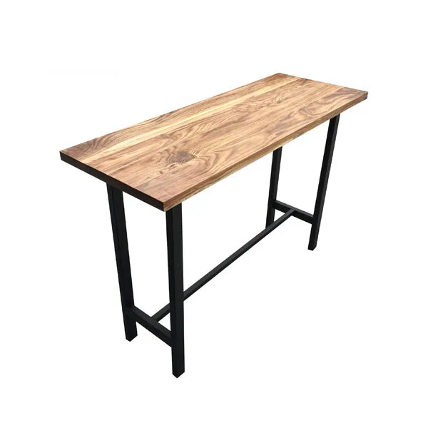 metal leg wood top big furniture antique design industrial bar table
