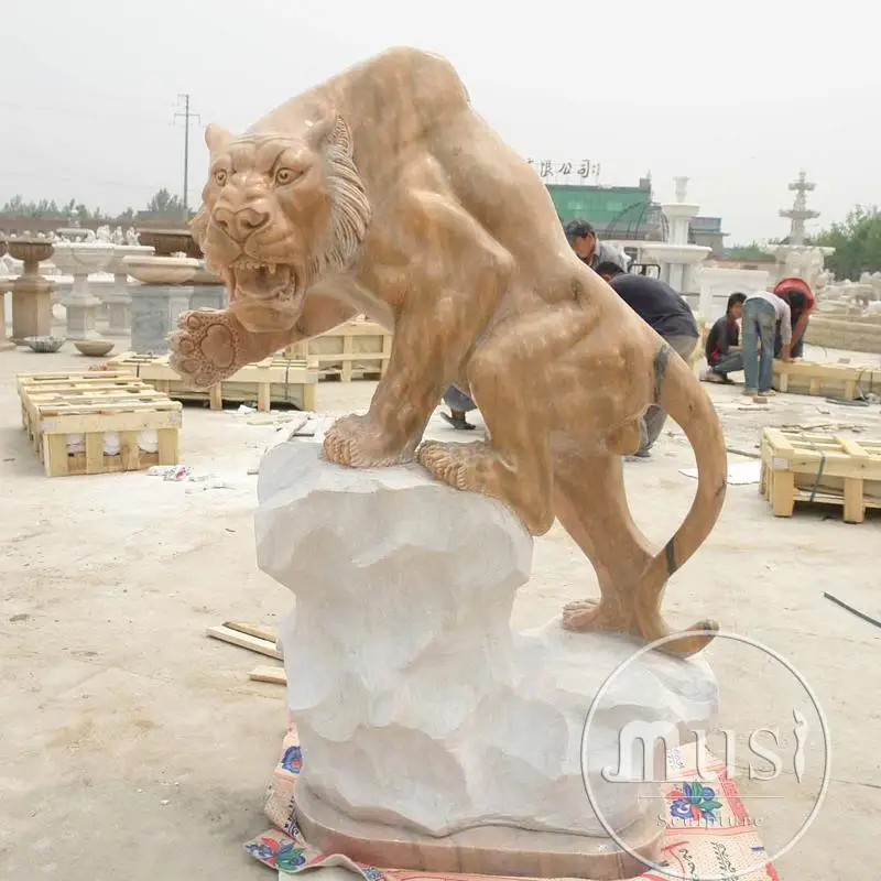 Hot Selling Cheap Price Yellow Stone Carved Lions Statue
