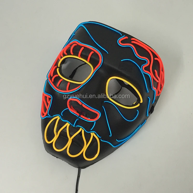 Comics Led Glow Light Carnival Flash Mask Fluorescent Masquerade Favors EL Wire Bucktooth Prom Mask Holiday Lights Sound Active