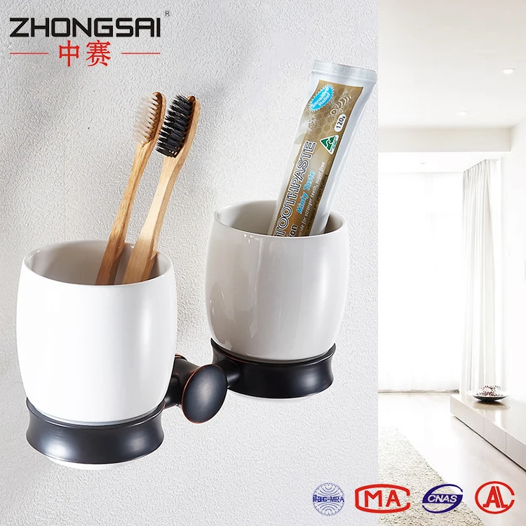 
Royal Bathroom Accessories Antique Black Dual Metal Cup Tumbler Holder 
