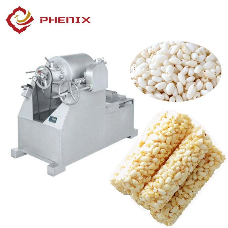 Automatic air flow puffed cereal rice popcorn machine from Phenix Machinery