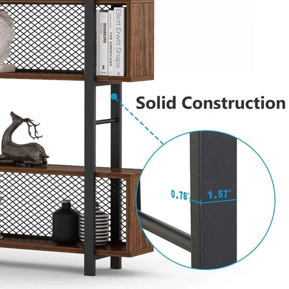 
Bookshelf with Metal Wire, Vintage Industrial Bookcase Display Shelf Storage 