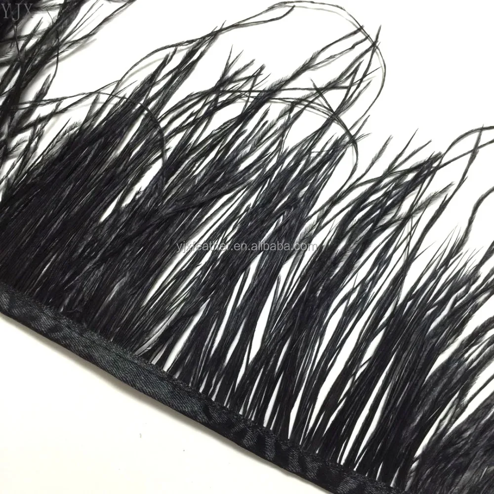 BLACK OSTRICH FEATHER TRIM FOR DECORATION