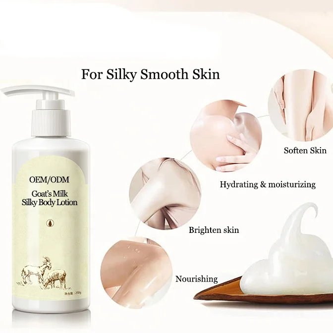 Private label beauty care natural goats milk essence moisturizing silky smooth body lotion