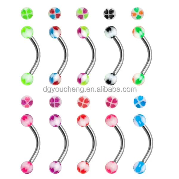 Лидер продаж акриловые Клевер узор мяч украшения для бровей, пирсинг