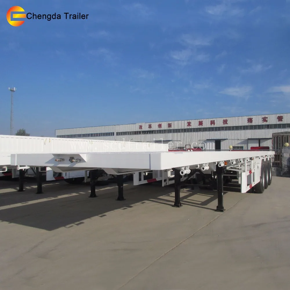 3 axle flat track container 40 feet flatbed truck trailer made in China
