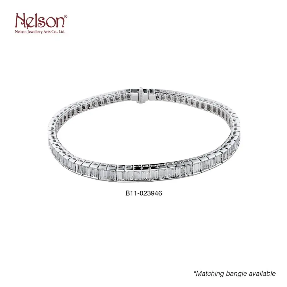 
2021 Nelson Jewellery Best Selling Sparkle Love 18K 750 White Gold Natural Baguette Diamond Anniversary Eternal Ring For Women 