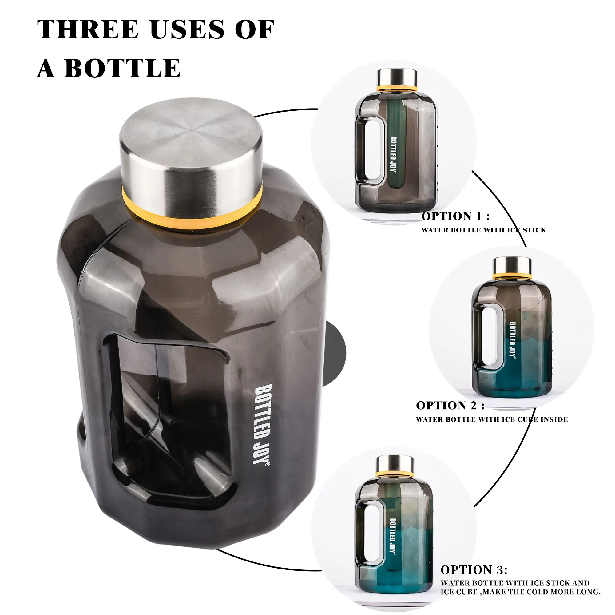 
Dishwasher safe 84 OZ BPA FREE large water bottle with time mark clear water jug with handle 