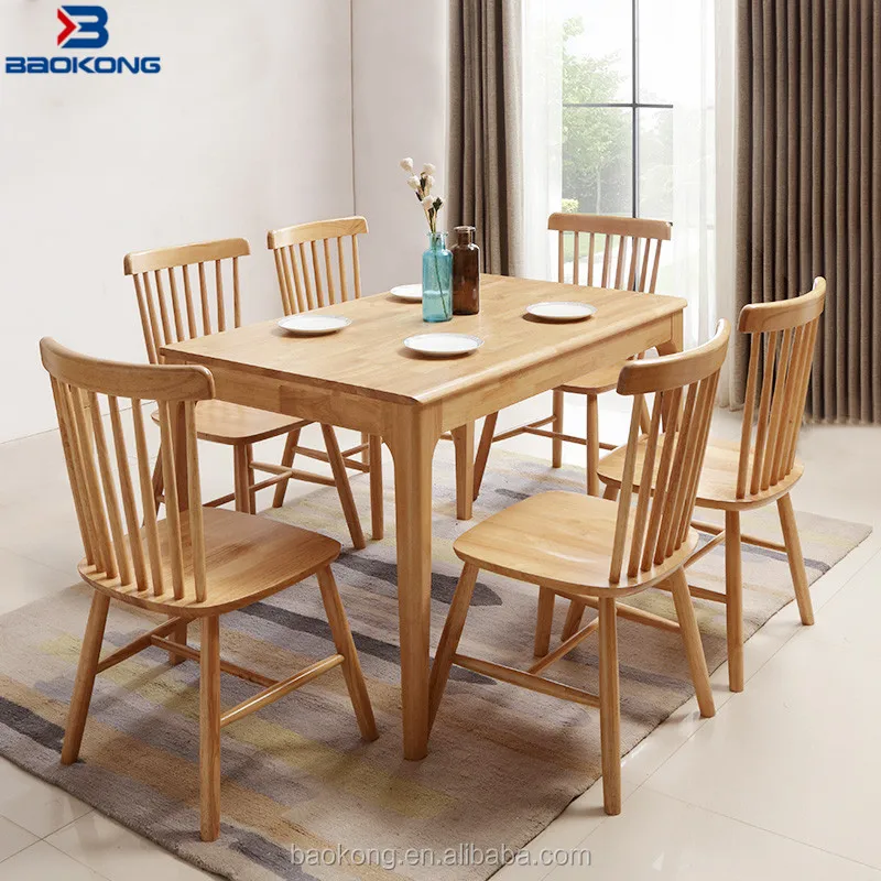 Compact Flat Dining Room Sets Wooden Table With 6 Chairs