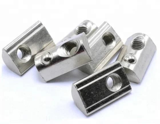 4040 Aluminum Profile Accessory Steel M3  Spring Nut Half Round Roll In T Slot Nut With Loaded Ball
