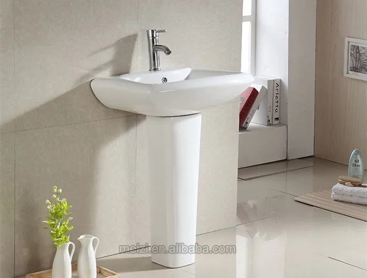 Solid surface rectangular bathroom pedestal sink