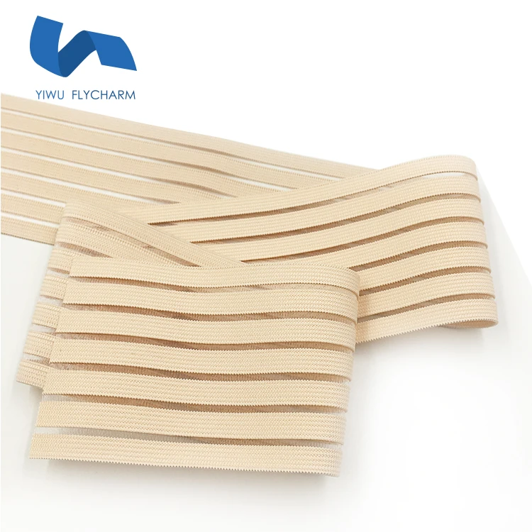Beige/black/white all widths monofilament elastic band for waist belt