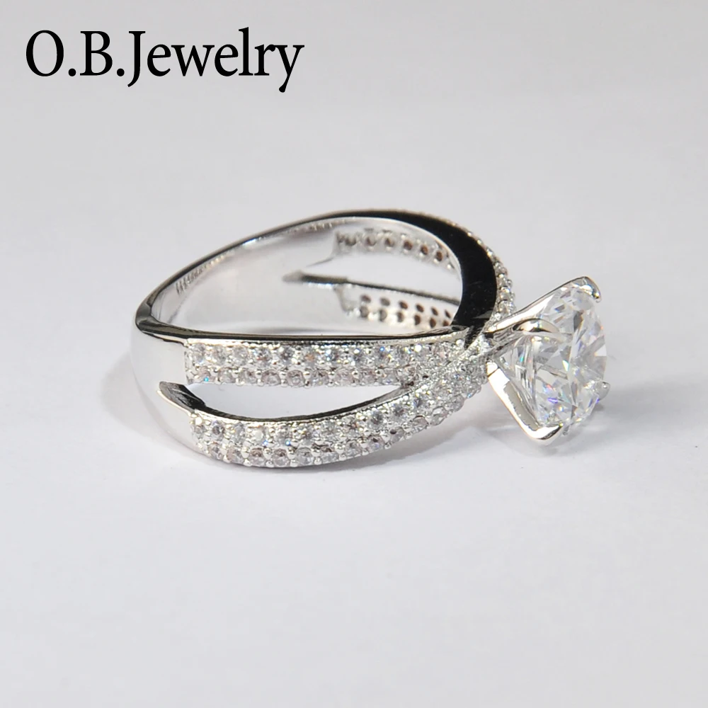 Classic 925 sterling silver CZ diamonds Ring elegant Silver Wedding ring for Women Fashion Jewelry