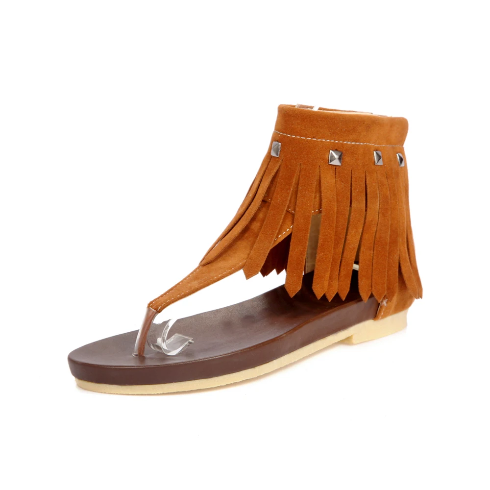 
Women fashion tassel rivet low heel sandals stylish custom best quality summer shoes 