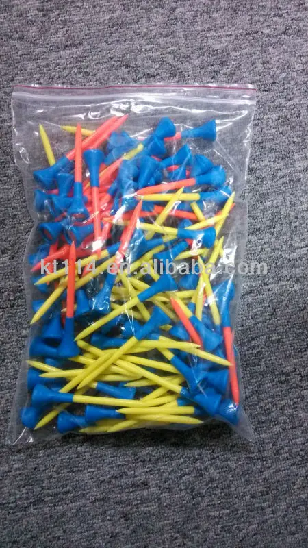 
100pcs/lot Packed Colorful Rubber Top Plastic Golf Tee 
