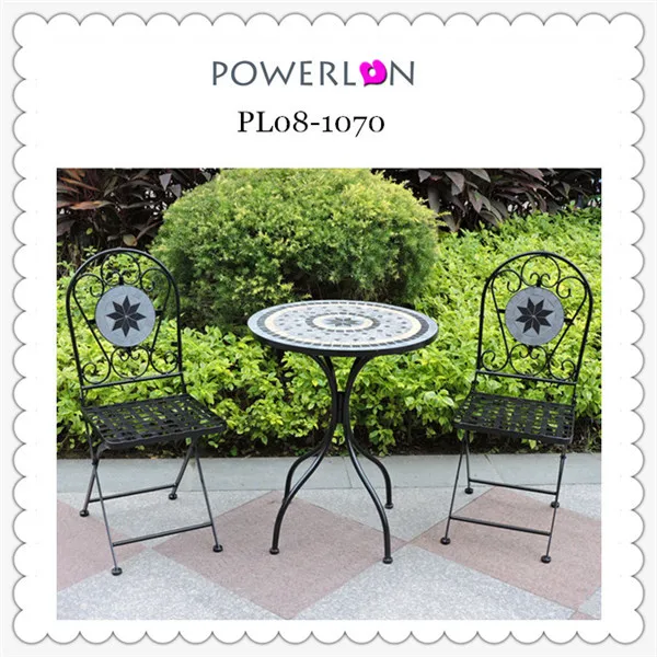 
Red Mosaic Bistro Set With Table and Foldable Chairs Classic Vintage Victorian style for garden 