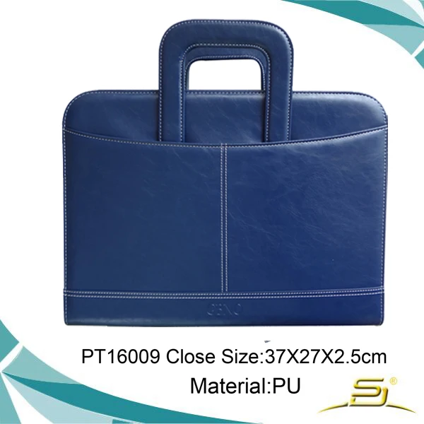 Фантазии пользовательские на молнии синяя кожаный портфель с гибкой ручкой