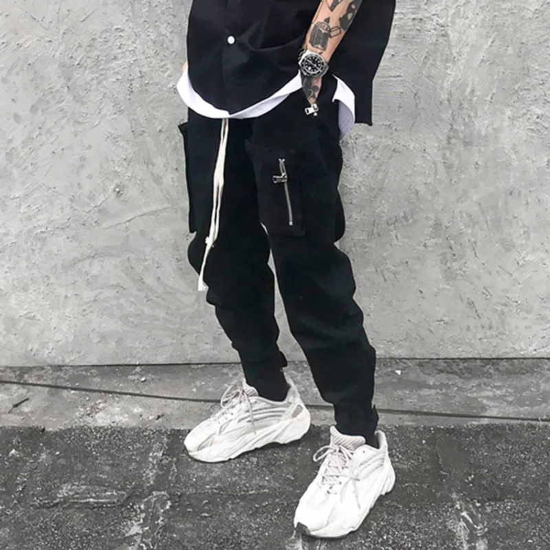 
OEM wholesale hip hop tracksuits pocket mens cargo work wear street style trousers slim fit pants stock dropshipping 
