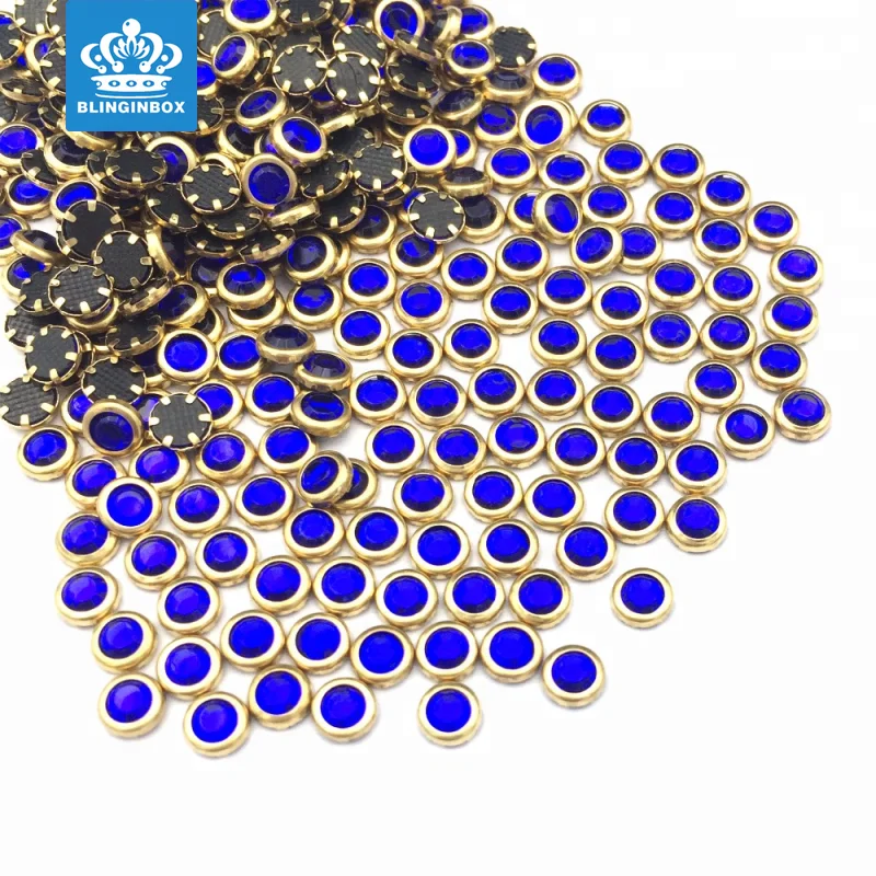 Wholesale various color hotfix rim rhinestone gold metal ring for garment accessories