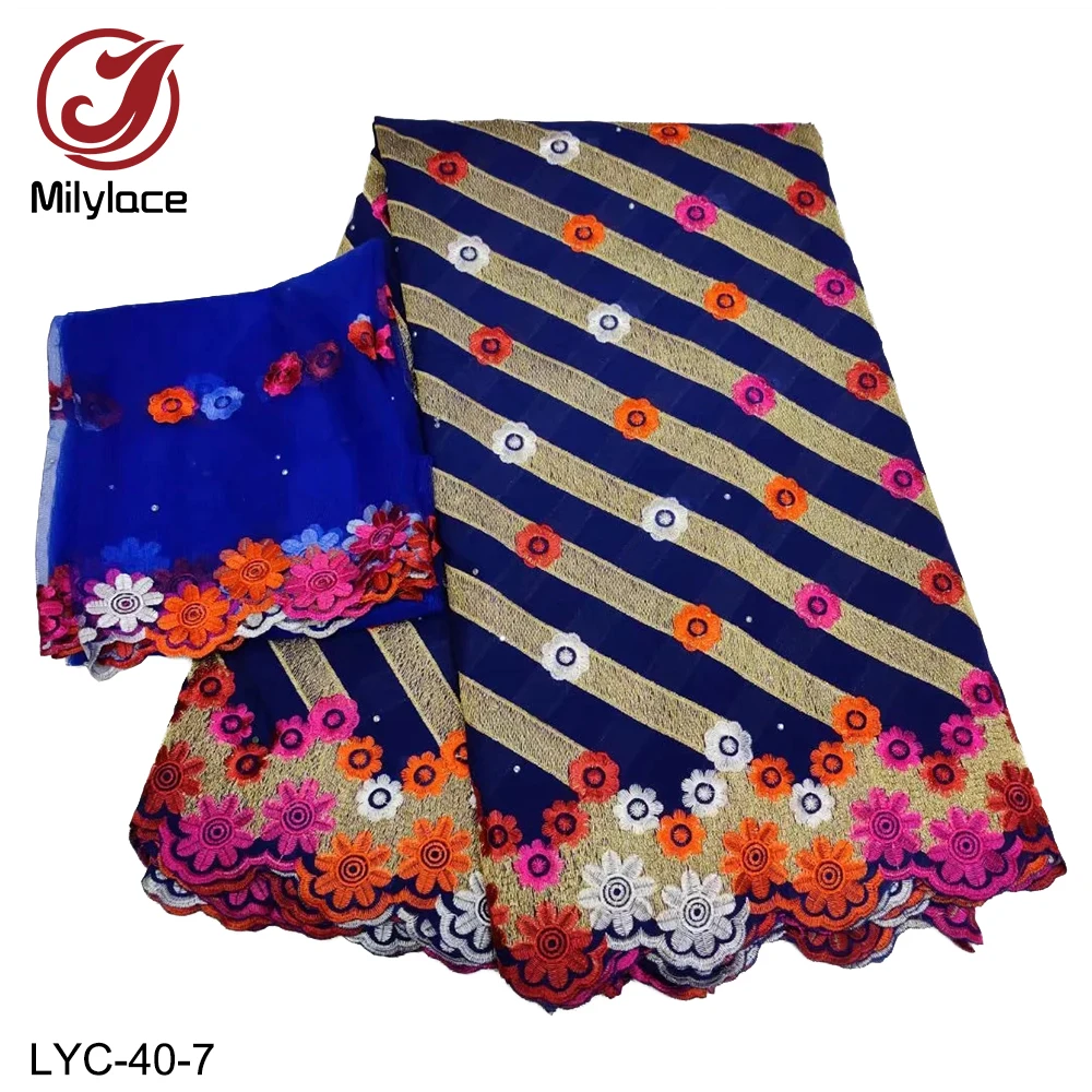 Nigeria flower embroidery cotton swiss lace fabric