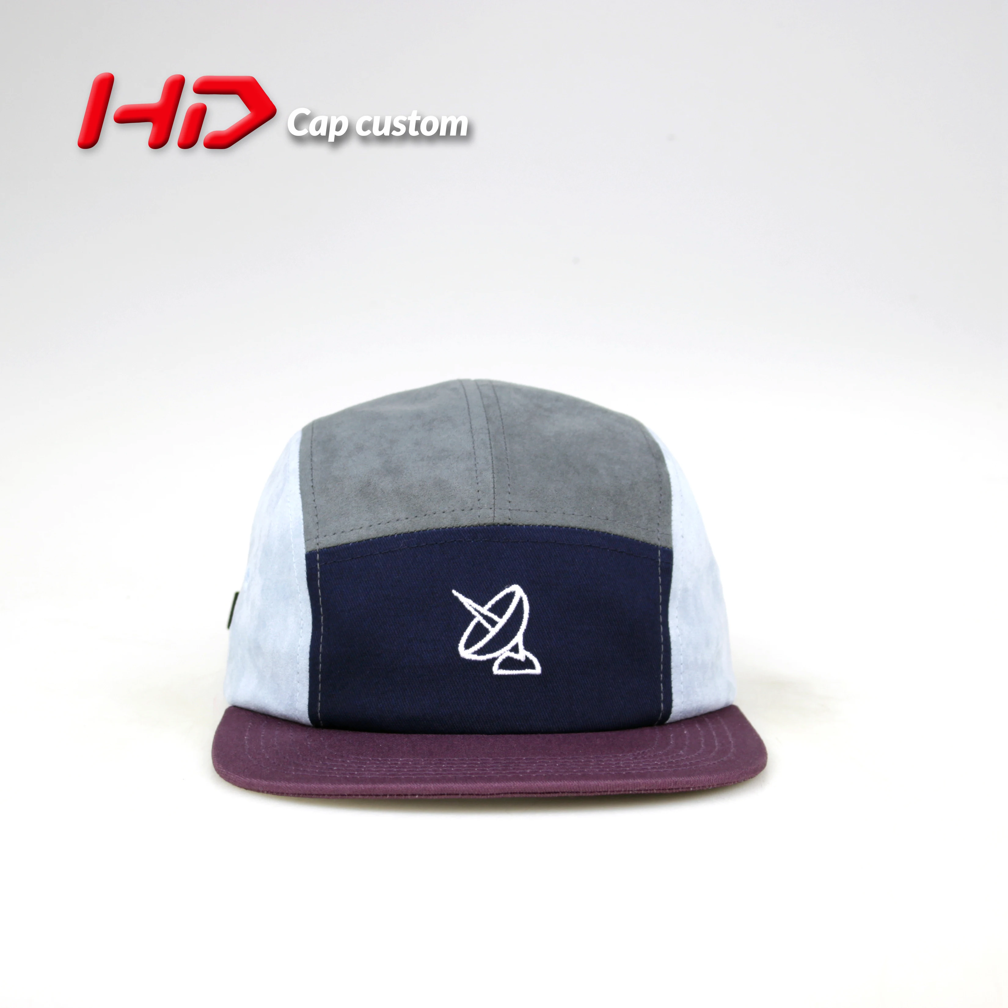 5 panel camp caps with embroidery logo flat brim unstructured style 5 panel hats