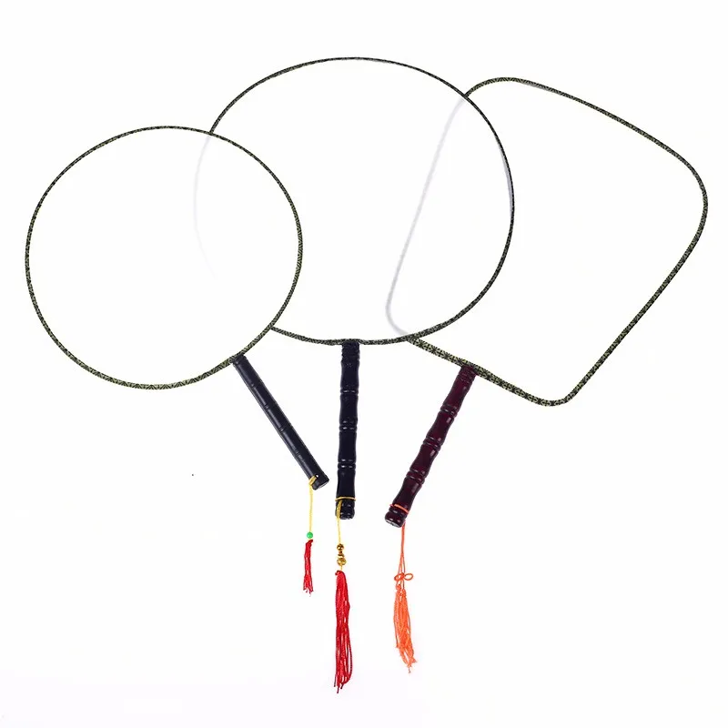 Custom Personalized Children DIY Toy Vintage Painting Blank Round Silk Hand Fan