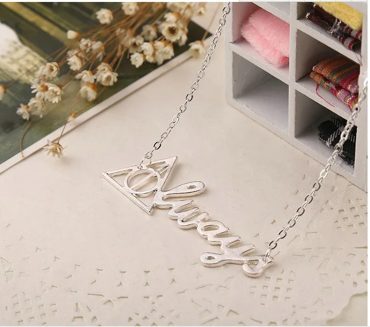 The deathly hallows ALWAYS triangle necklace retro necklace