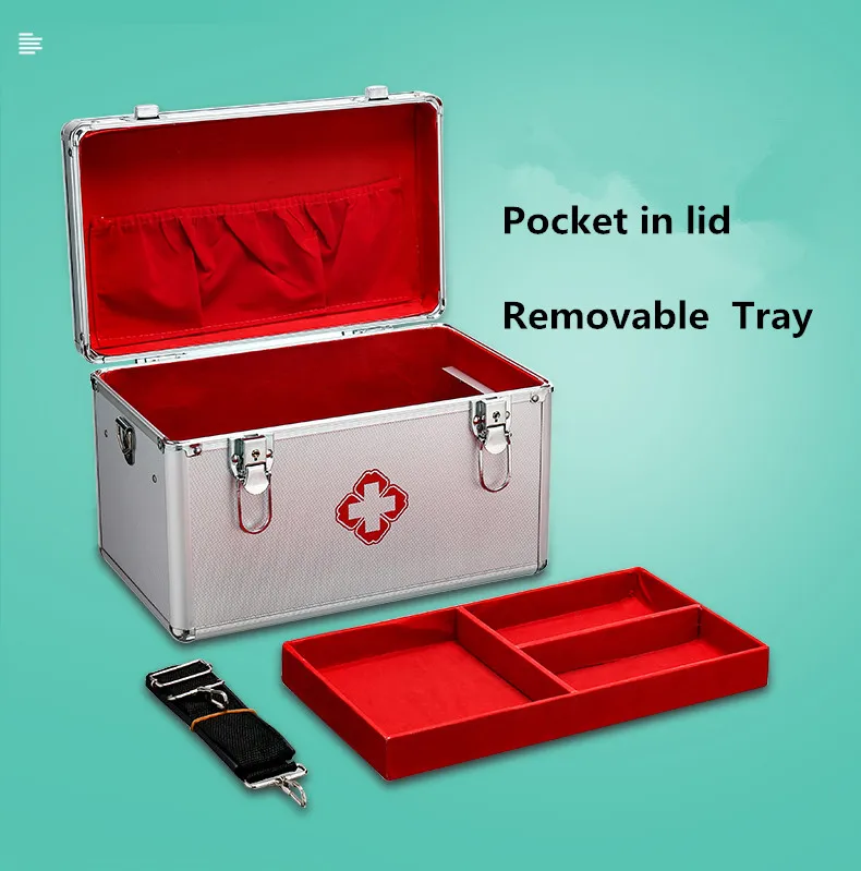 Eco-friendly MDF wood aluminium alloy medicine first aid case