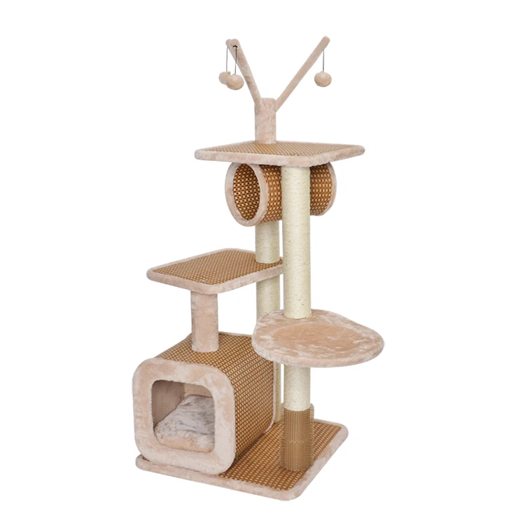 Unique kitty cat play house adjustable cat tree with cradle