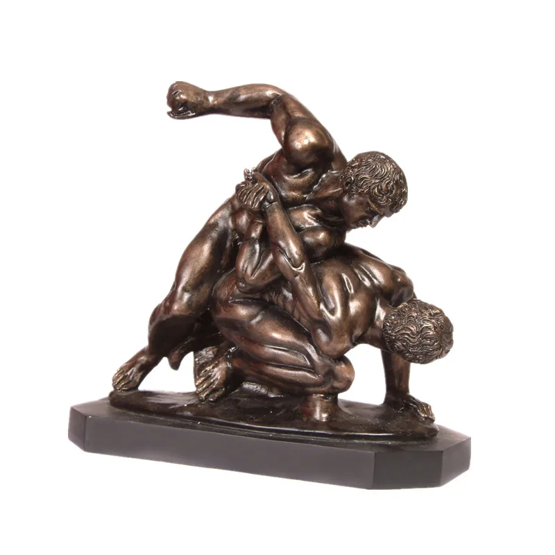 Gold Pewter Bronze Wrestling figures sculpture resin trophy