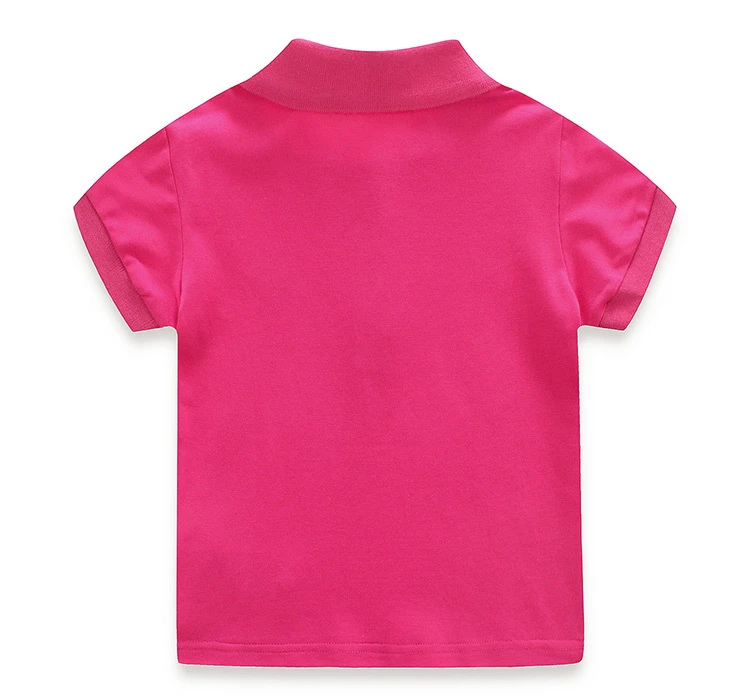 solid pique cotton poly kids applique school uniform design rose carmine polo shirt(A964)