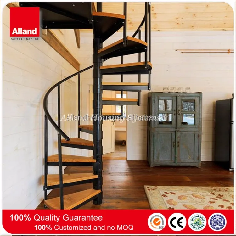Интерьер твердой древесины Лофт малый винтовой лестнице