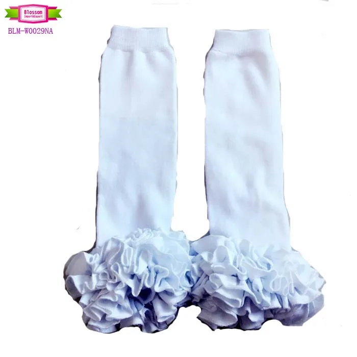 Knee High Baby Socks Cotton Triple Ruffle Tights Leg Warmers Solid White Kids Girls Icing Ruffle Boot Socks
