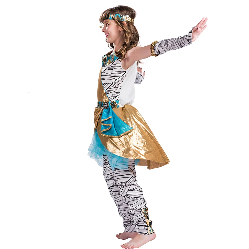 Halloween party carnival fancy dress children girls egypt mummy costume for kids