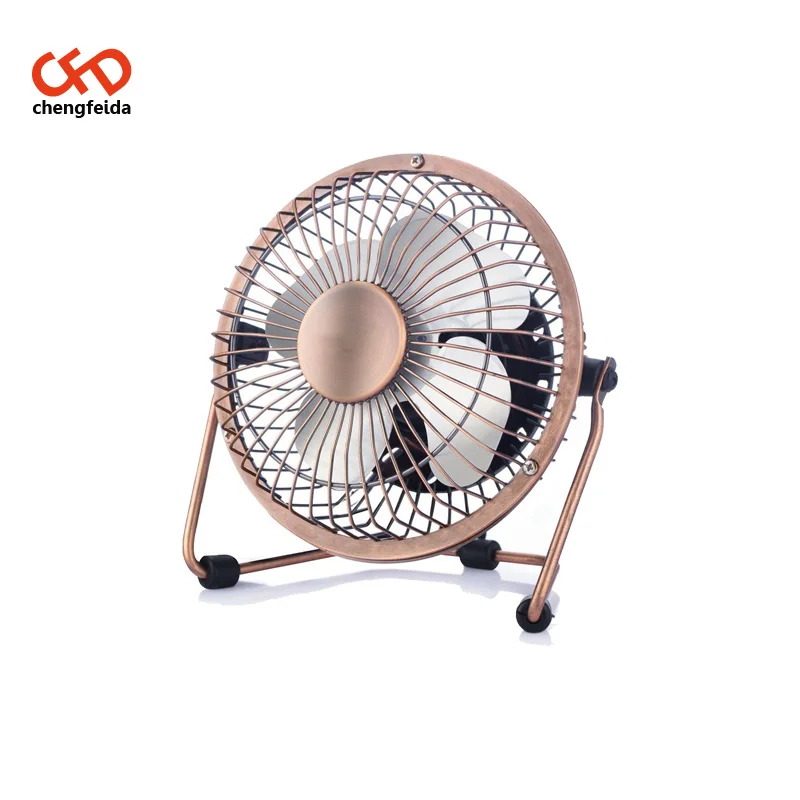 USB Table Desktop Fan Portable Personal Mini 4 Inch Super Mute Computer PC laptop Cooler Cooling Metal Fan (Bronze)