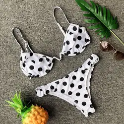 Beach Swimwear_Swim Wear Ruffle Colorful Girl Removing Bikini Thong