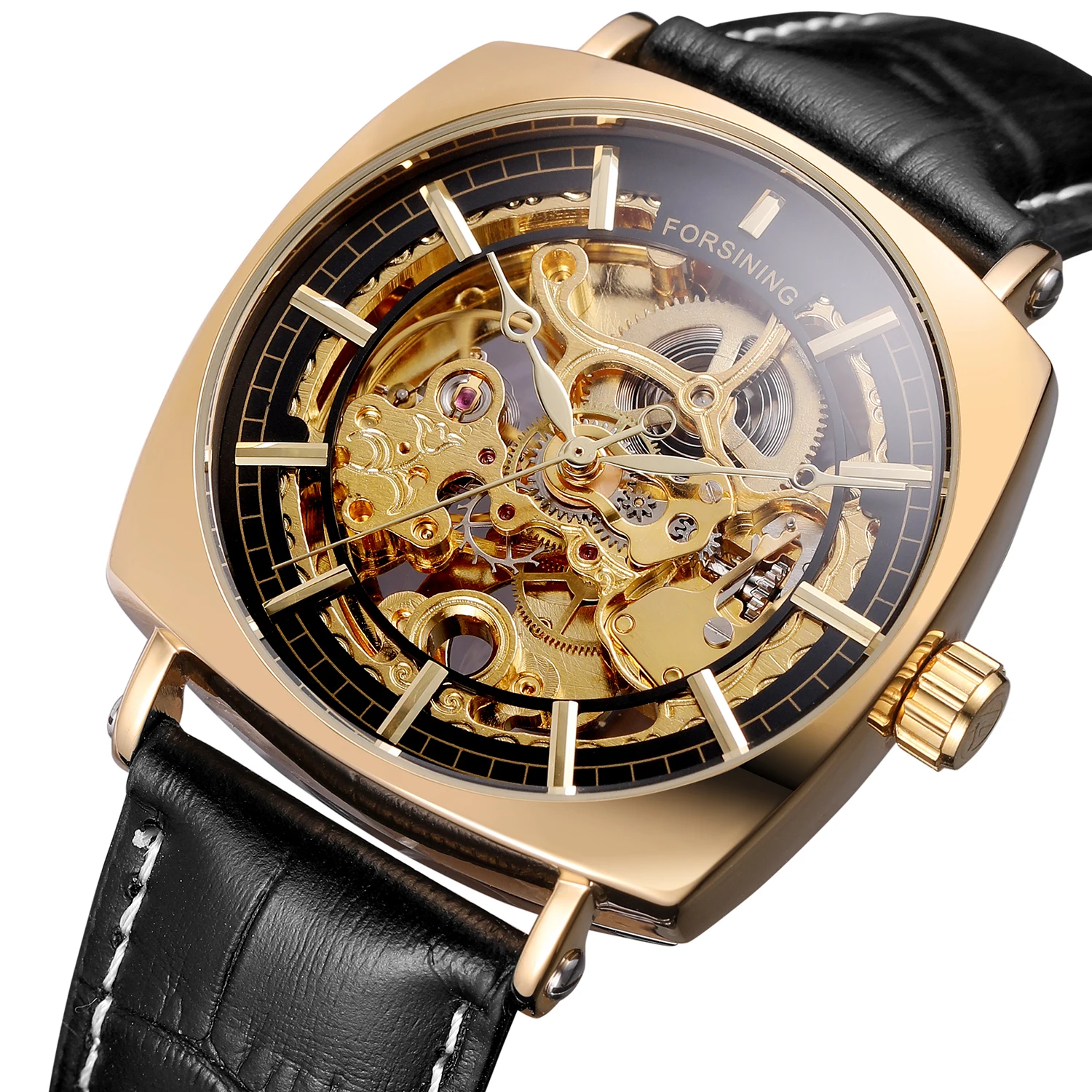 China wholesale brand FORSINING 3 ATM water resistant watch casual fashion skeleton male watch