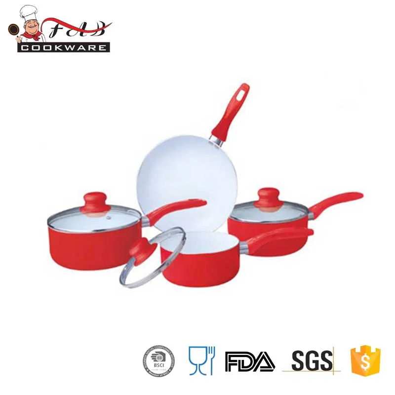 7Pcs Red High quality masterclass premium cookware aluminum ceramic pots cookware sets