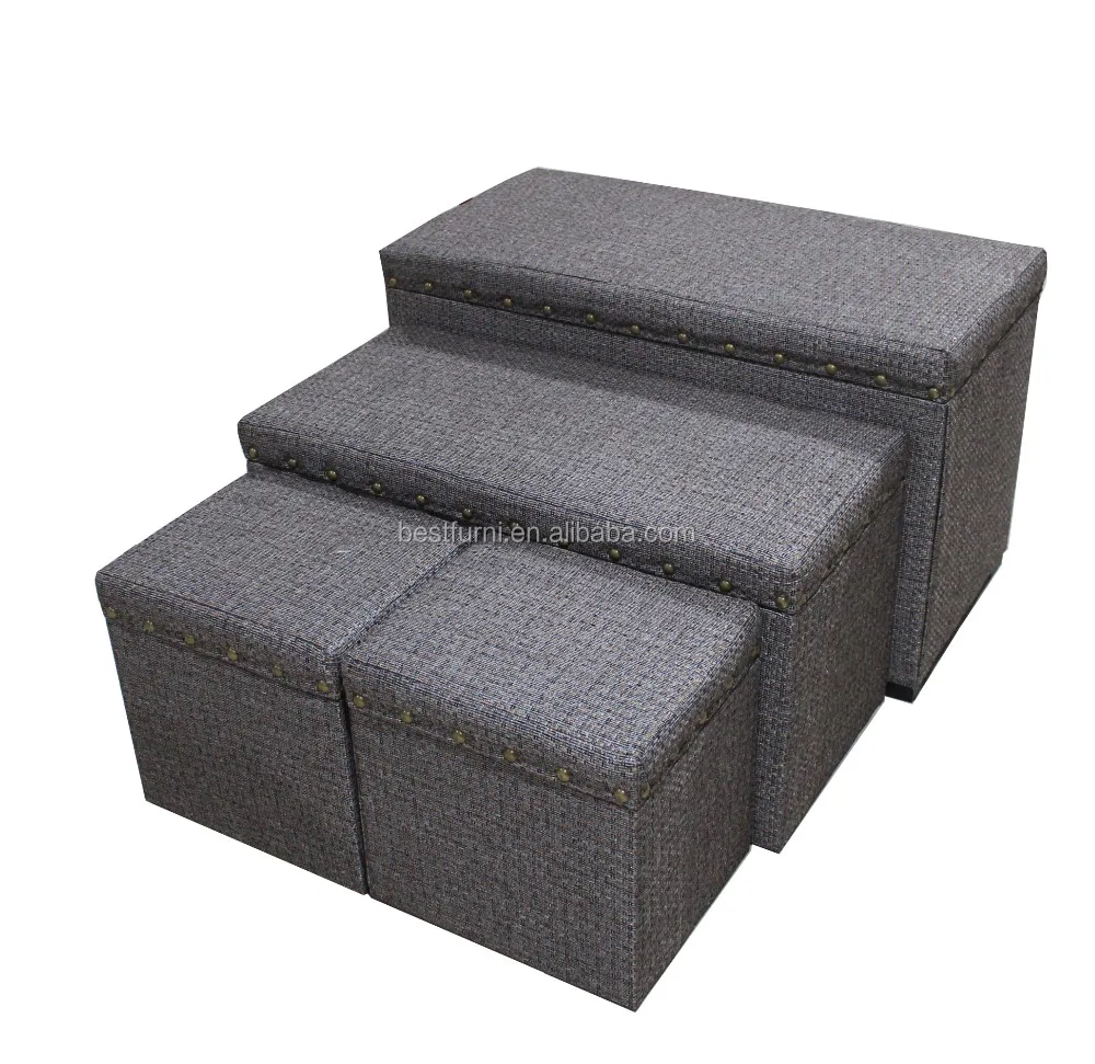Indoor Storage Trunk Ottoman Inn Storage Bench with Storage Cubes